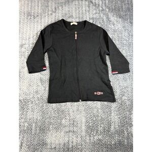 Oudu Sweater Womens Large Black Chunky Knit Long Sleeve Outdoor Classic Full Zip